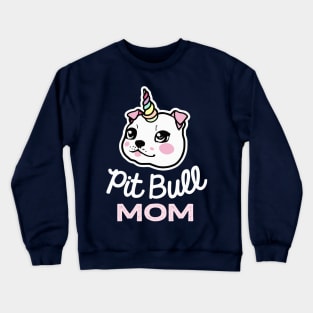 Pit Bull Mom Unicorn Dog Owner Retro Dog Mother Crewneck Sweatshirt